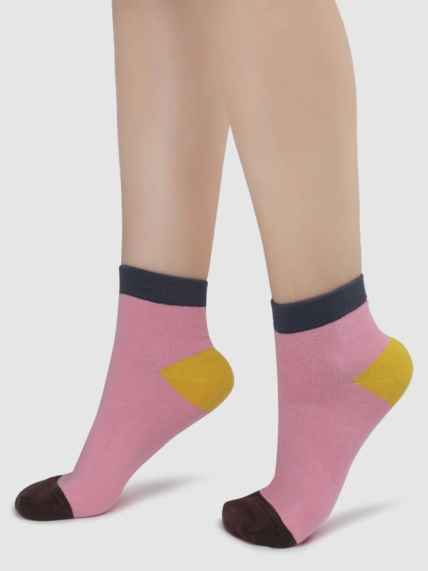 NEXT2SKIN Cream & Blue Cotton Ankle Socks - Pack Of 3