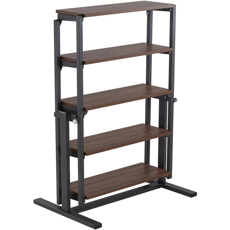 Furinno Turn-N-Tube 4 Tier Multipurpose Open Wood Display Shelf and Bookcase for Living Room, Dining Room, Bedroom, and Office Spaces, Espresso Black