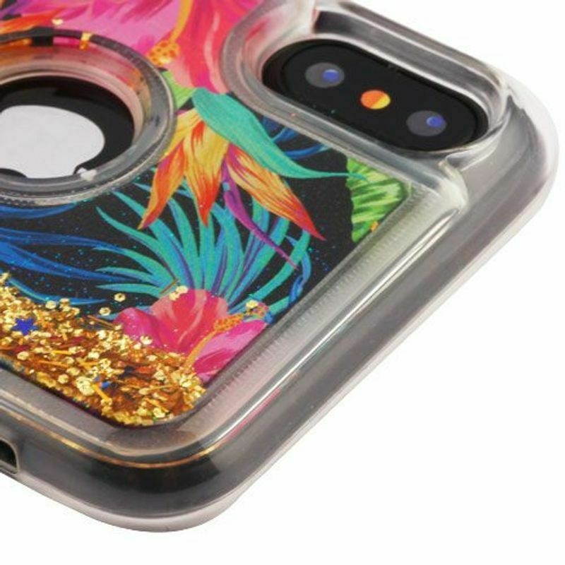 For  iPhone X/XS 10 Multi-Color Electric Hibiscus Hard Hybrid Case Cover