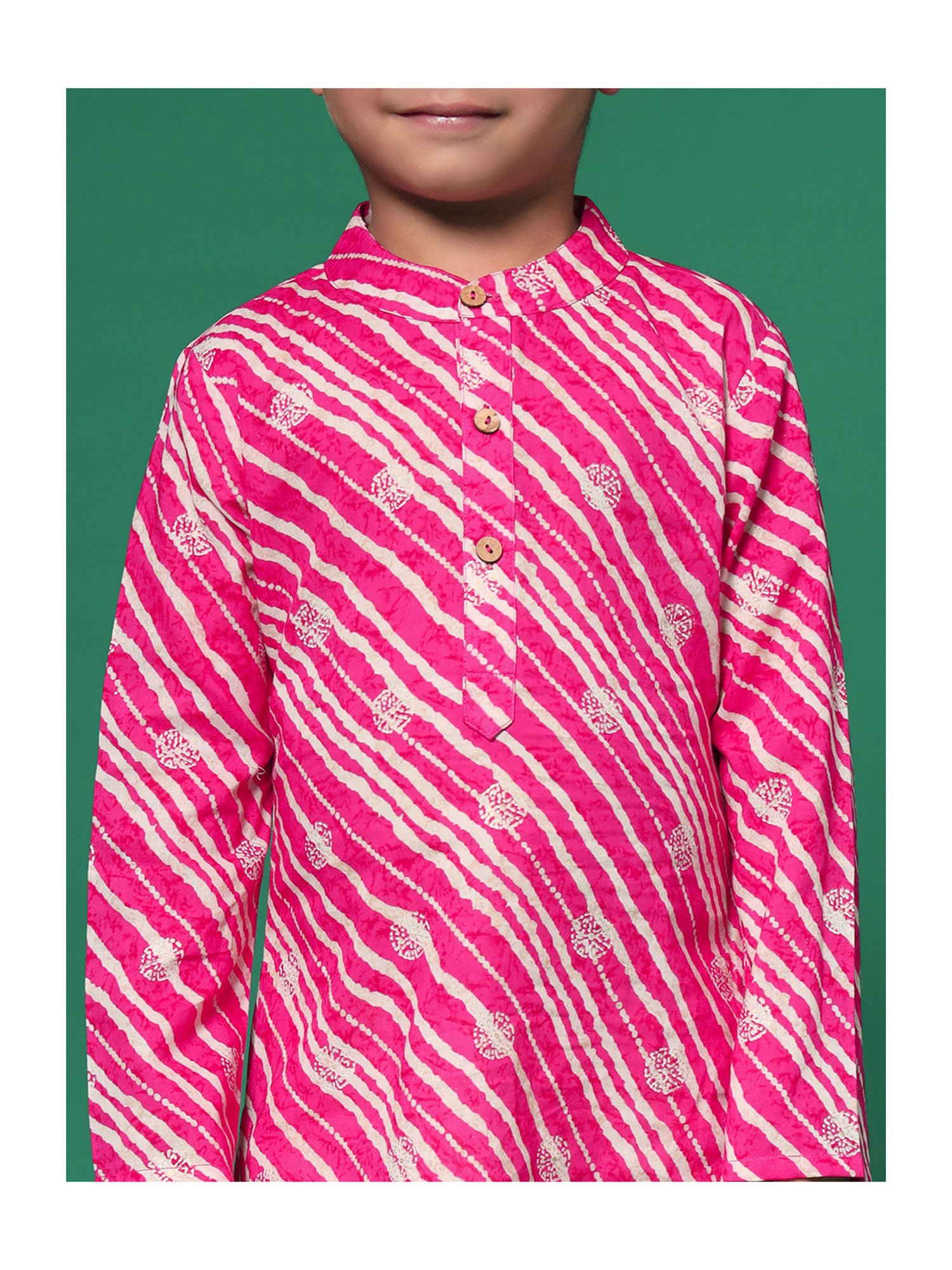 READIPRINT FASHIONS Kids Pink & White Printed Full Sleeves Kurta with Pyjamas