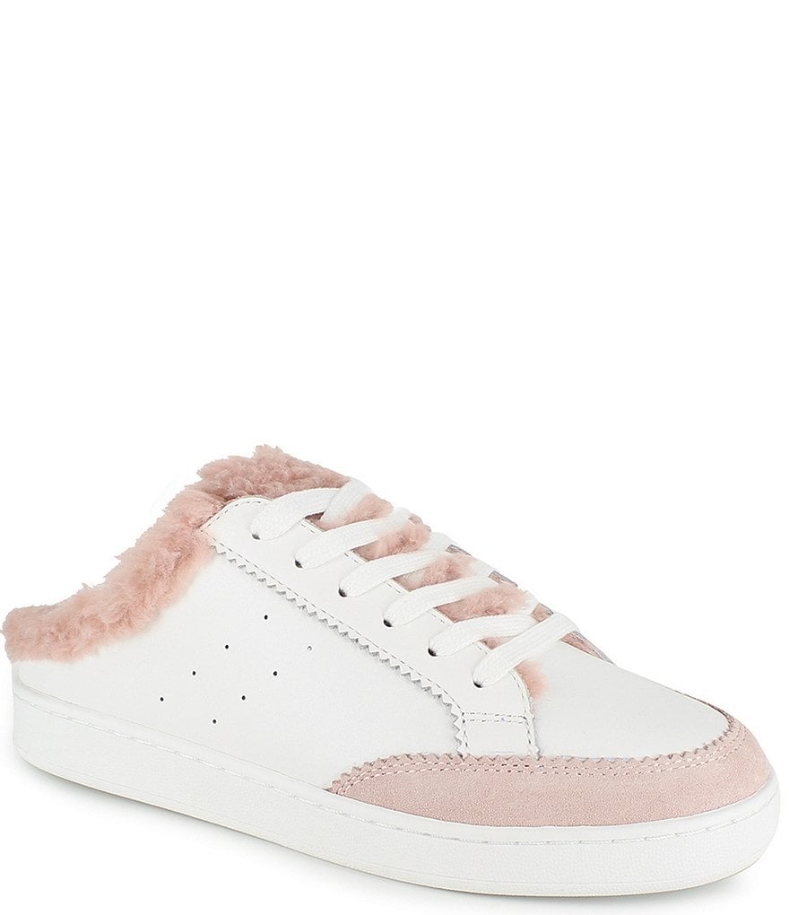 Splendid Frieda Leather Faux Fur Shearling Lined Sneaker Mules