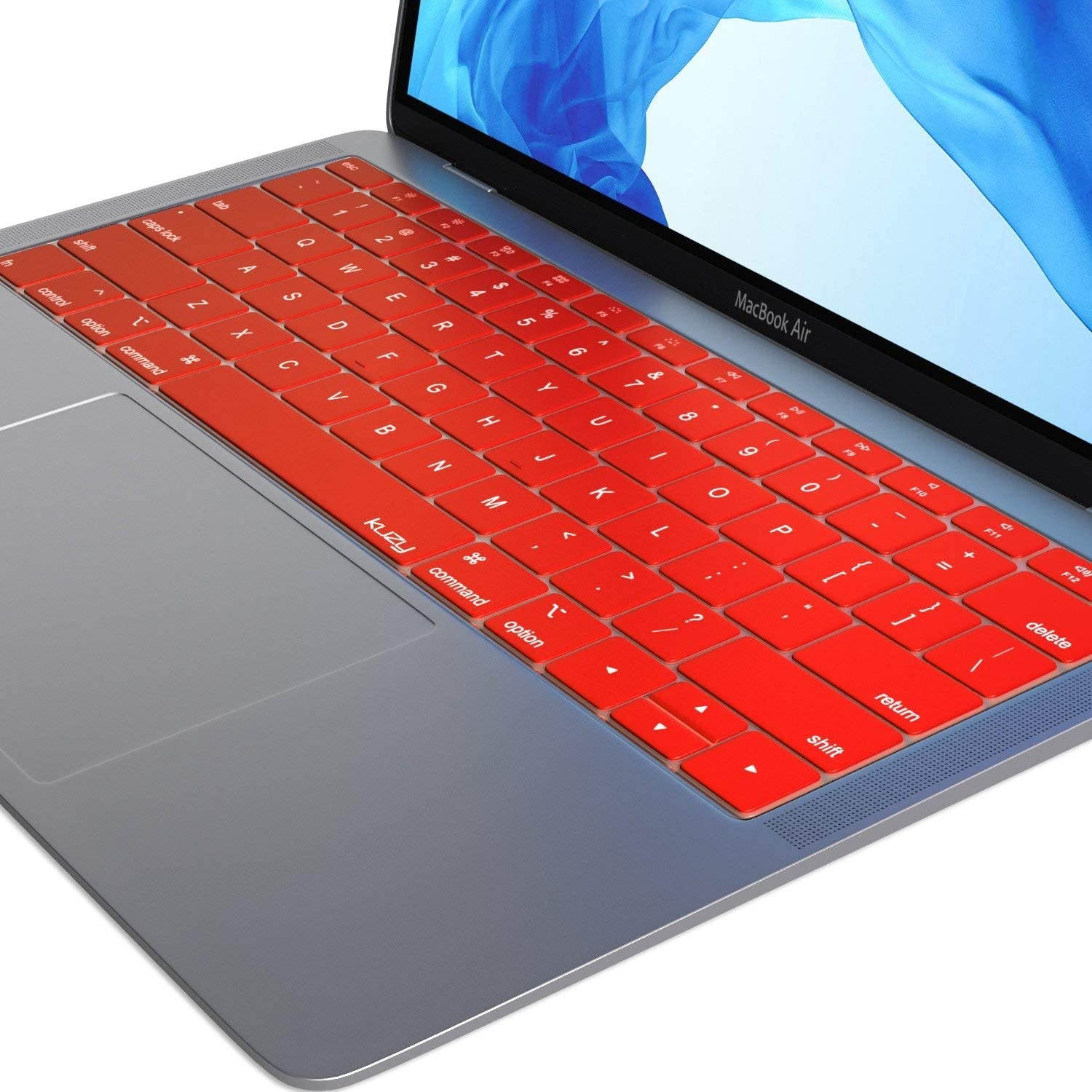 Kuzy MacBook Air Keyboard Cover, 13 inch 2019 2018 A1932 with Retina Display and Touch ID Silicone Key Board Protective Skin Protector, Apple MacBook Air 2019 Keyboard Cover, Red
