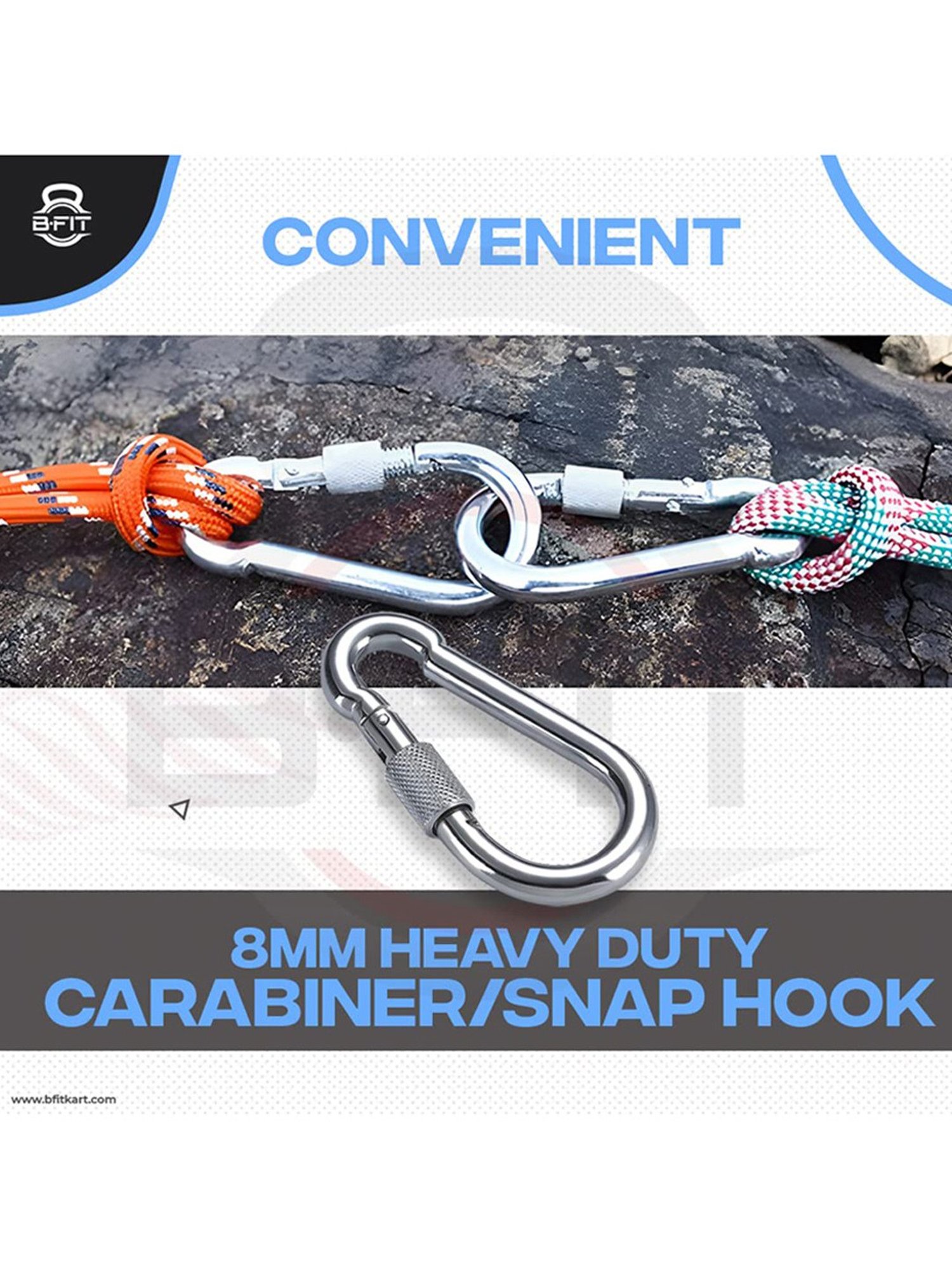 B Fit Spring Hooks with Round Lock and Regular Lock 8 mm 4 Piece (Silver)