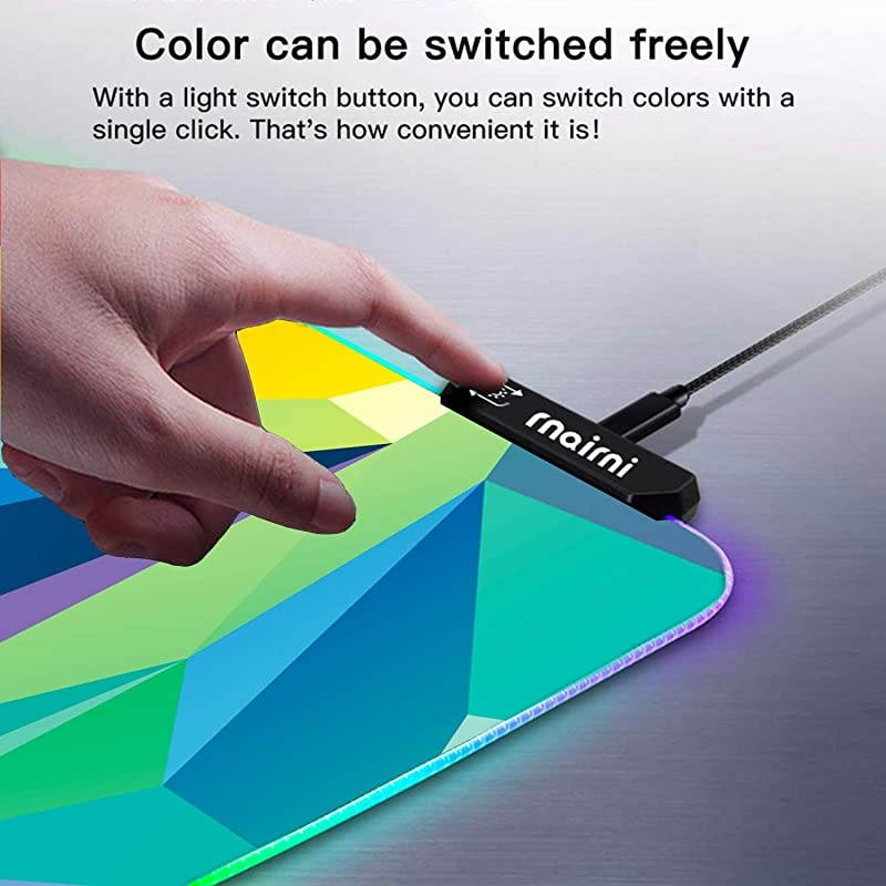 Extended RGB Mouse Pad Mat  Large Office Table Desk Mat Gaming Lighting Led Mousepad for PC Computer MacBook Keyboard Waterproof AntiSlip Ultra Thin 4mm 315 x 157 Colorful
