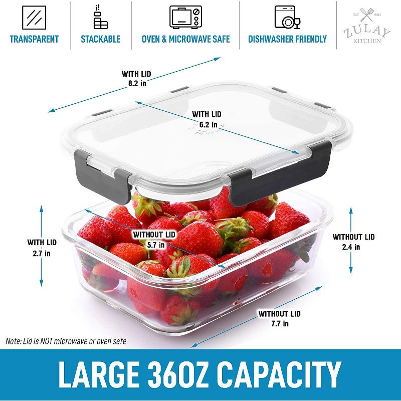 Snap Lock Glass Food Container with Lids (5-Pack)