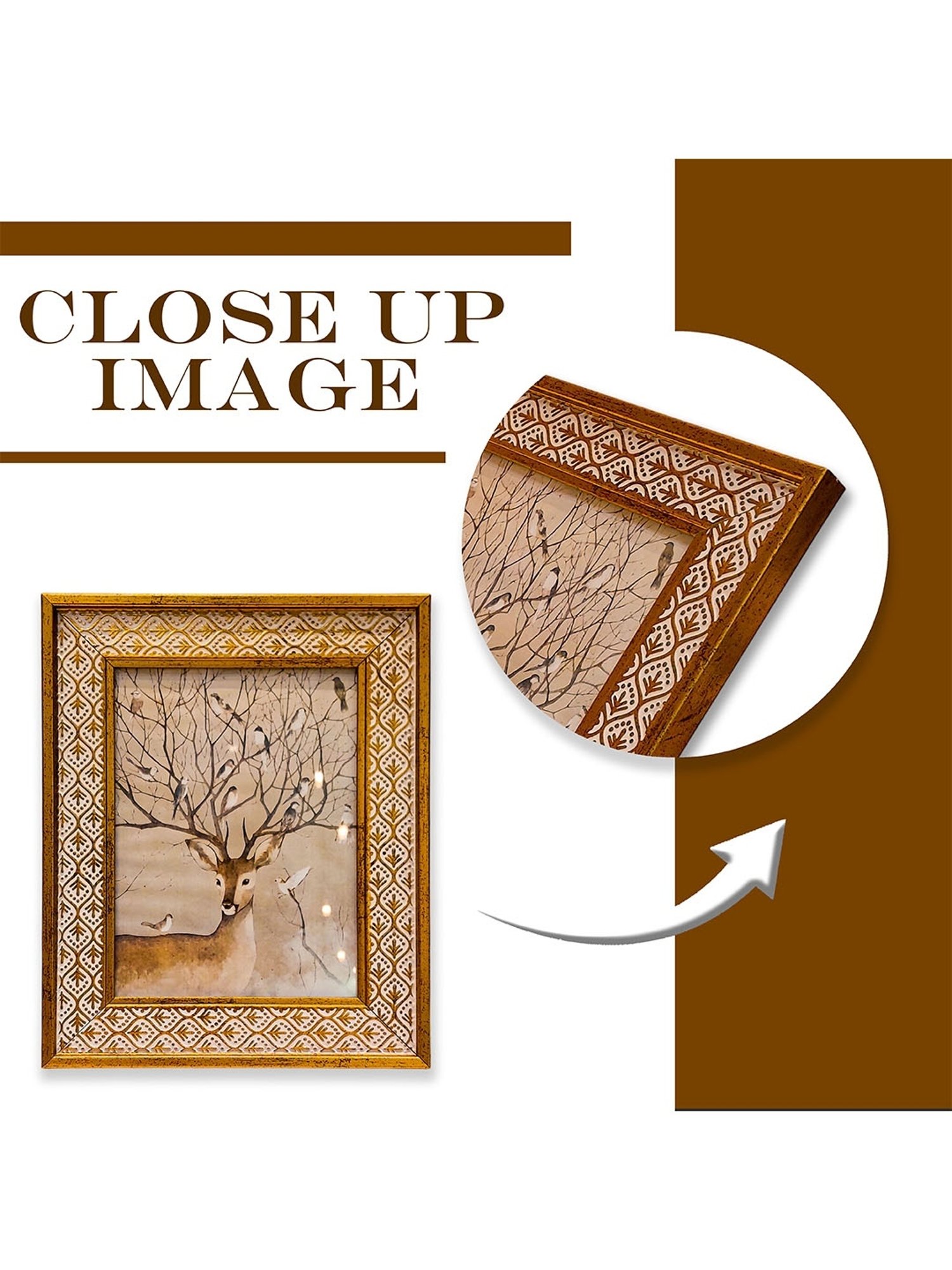 Art Street Gold Engineered Wood Swing Fashion Resin Vintage Photo Frame