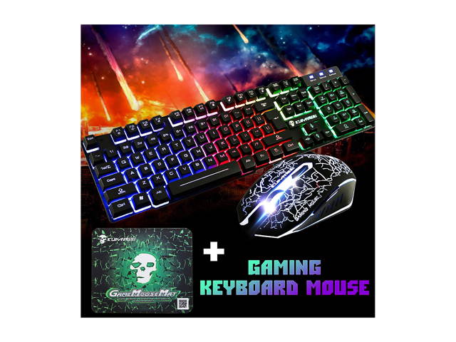 Colorlight T6 E-sport Gaming Keyboard and Mouse Mousepad Combo Mechanical Feeling Rainbow LED Backlight Emitting Character