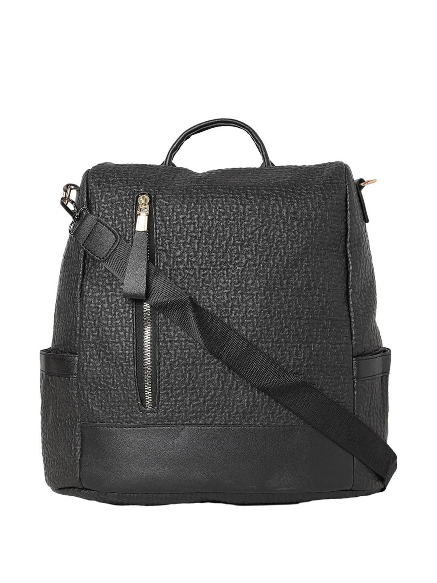 HauteSauce Black Textured Large Convertible Backpack