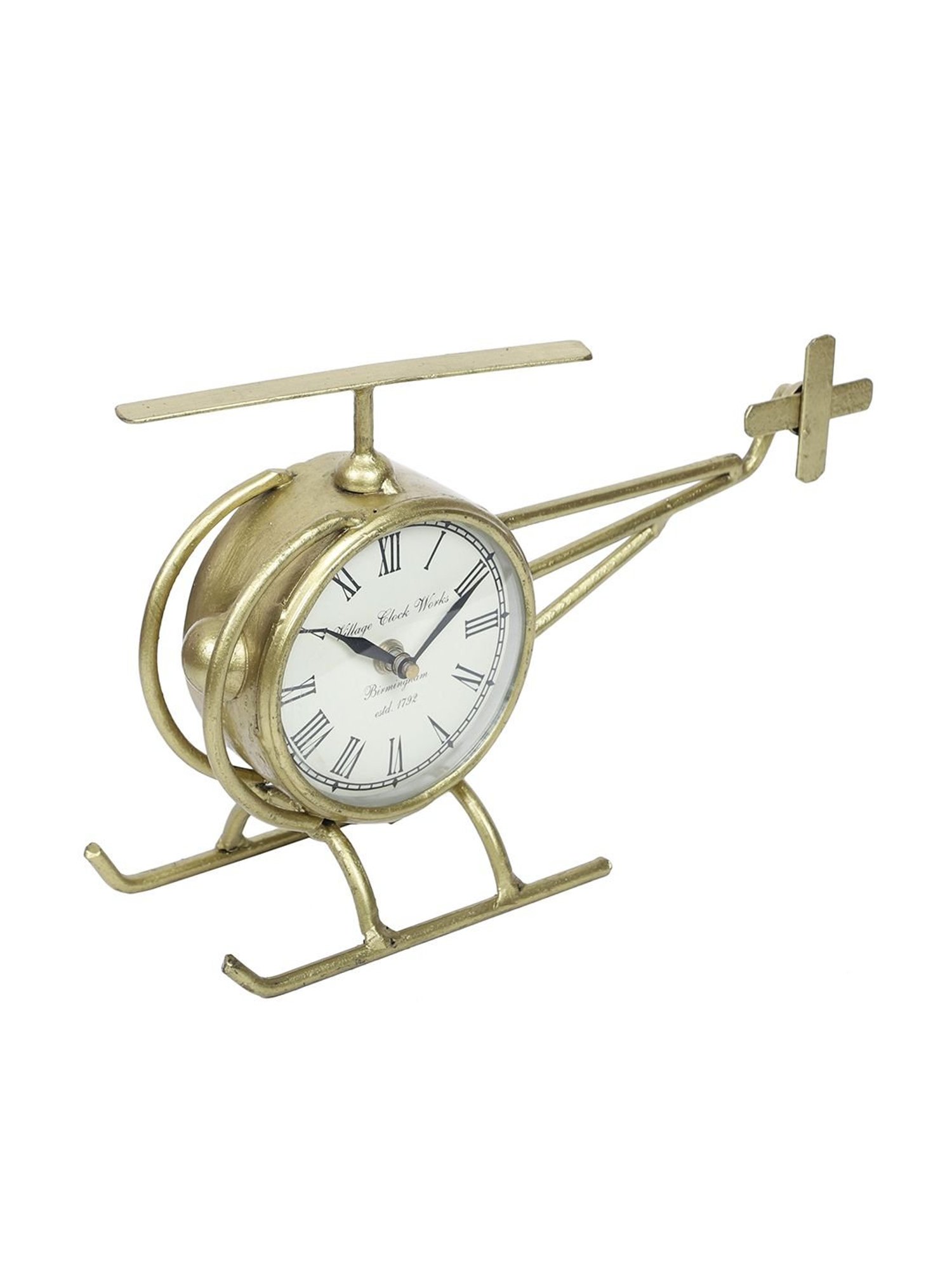 Aapno Rajasthan Gold Iron Helicopter Frame Table Clock