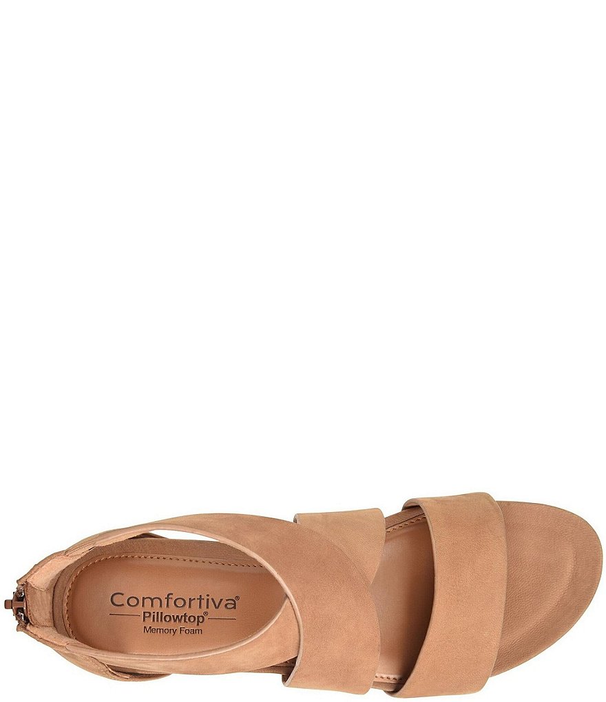 Comfortiva Pacifica Nubuck Criss-Cross Strap Sporty Wedge Sandals
