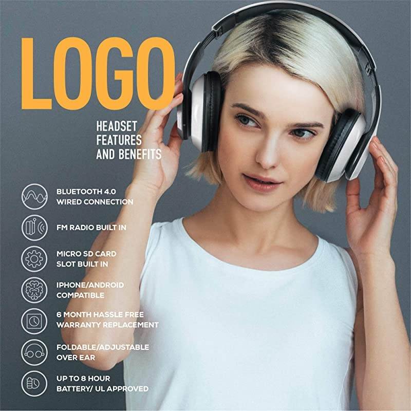 Matte Rechargeable Wireless Bluetooth Foldable Over Ear Headphones with Mic, EDM