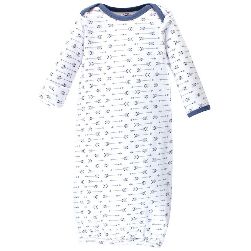 Luvable Friends Baby Boy Cotton Long-Sleeve Gowns 3pk, Boy Feathers, 0-6 Months