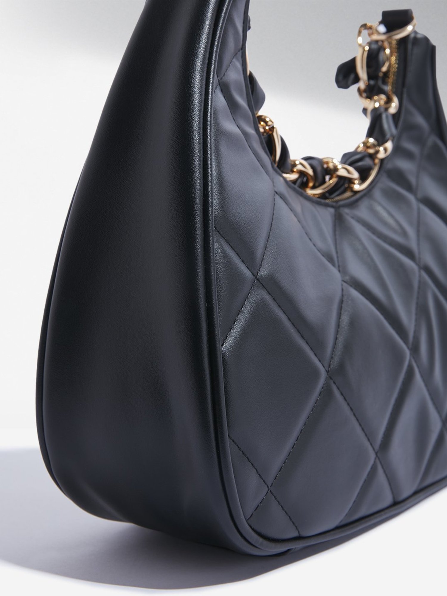Westside Black Quilted Hobo Shoulder Bag