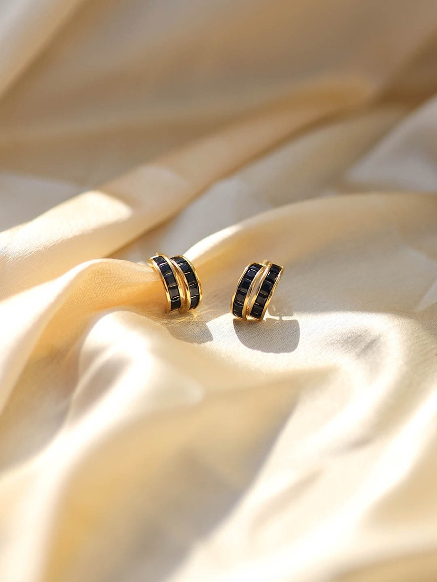 Perfectly Average Black Baguette Studs for Women & Girls