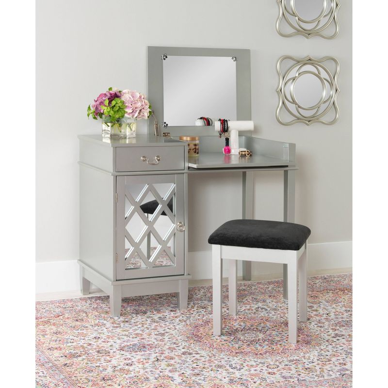 Silver Lattice Vanity Set - Linon