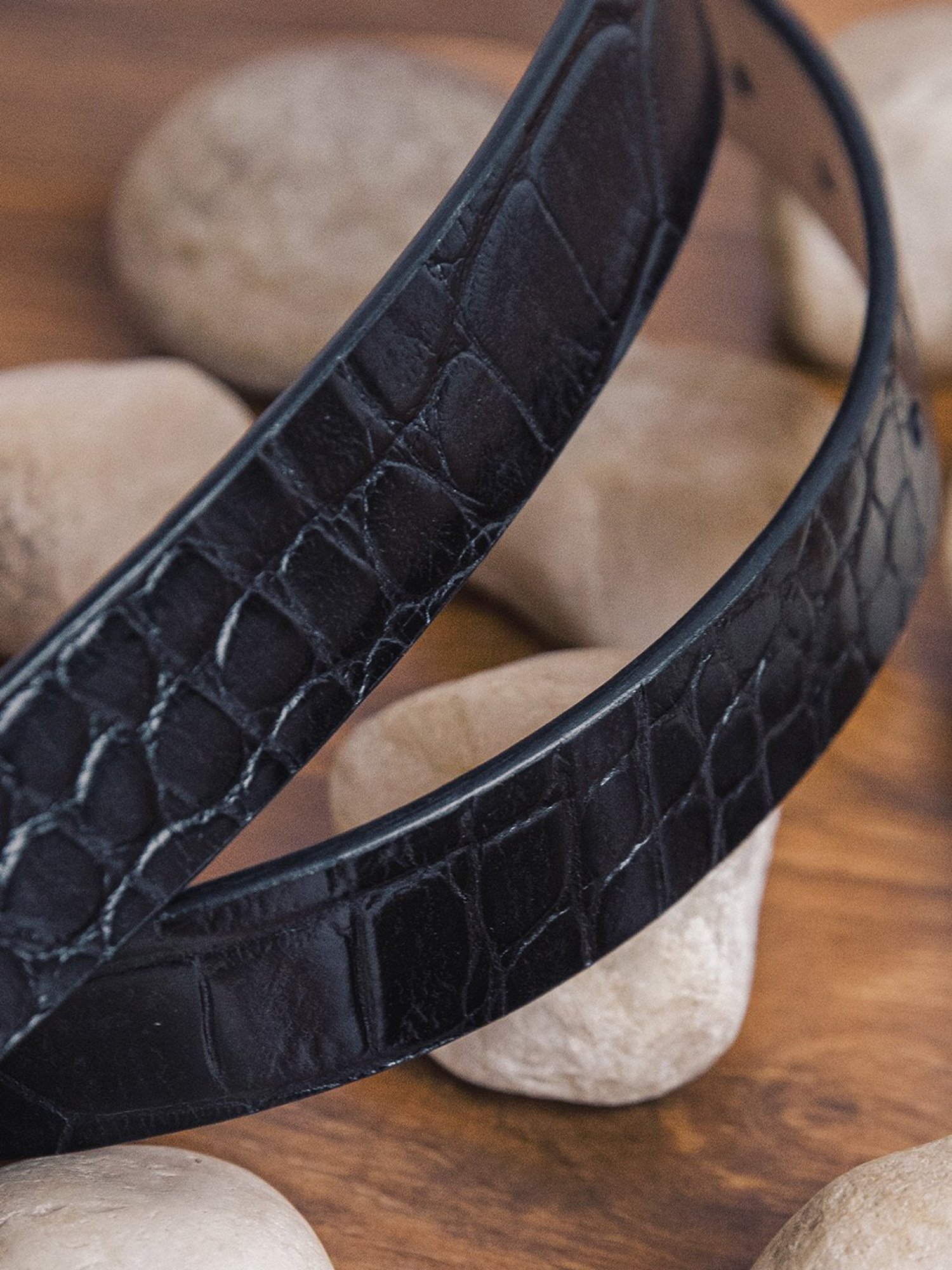 James Aston Black Leather Waist Belt for Men