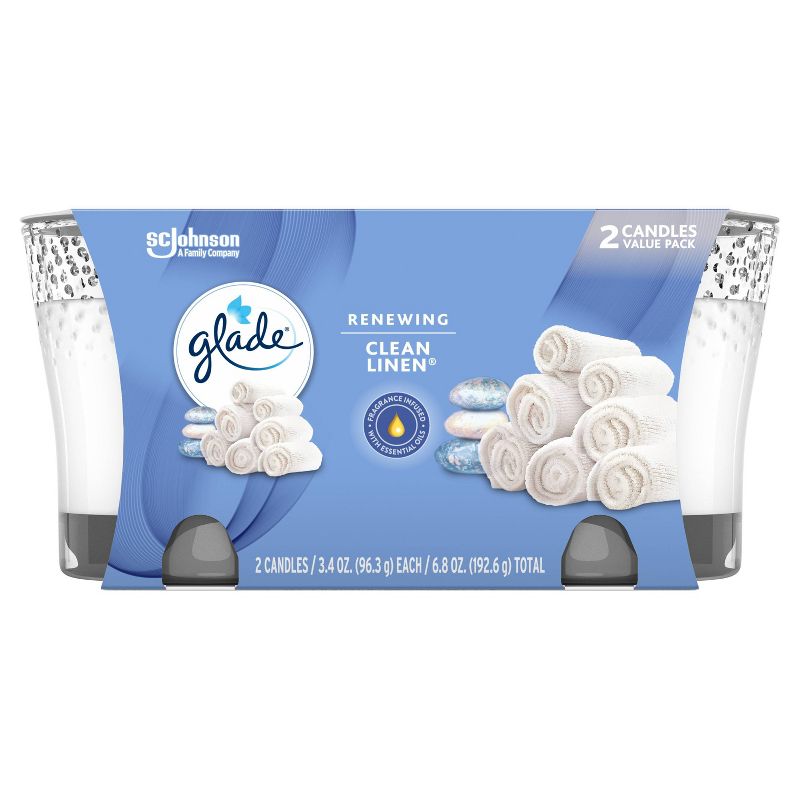 Glade Clean Linen Twin Candle - 2pk/6.8oz