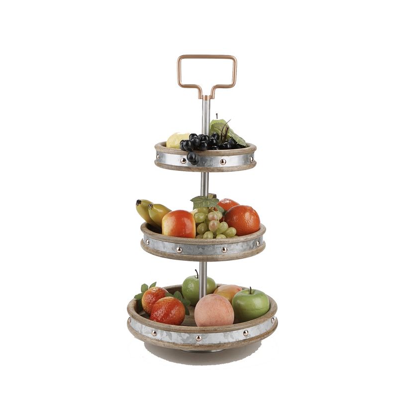 Mind Reader Silver 3 Tier Round Serving Dessert Display Tray
