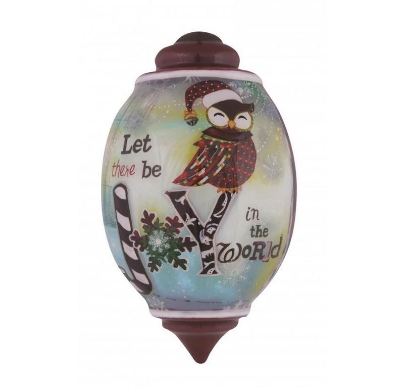 NeQwa Ne'Qwa "Let There Be Joy In The World" Hand-Painted Blown Glass Christmas Ornament #7151119