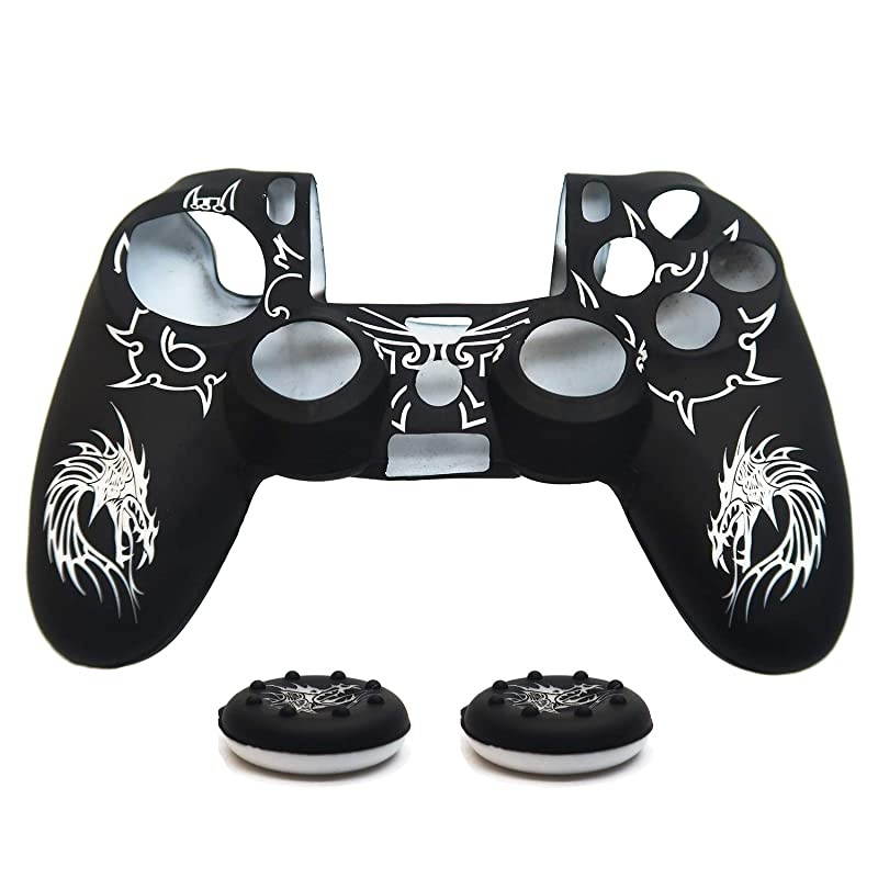 PS4 Controller Skin  AntiSlip Grip Silicone Cover Protector Case Compatible with PS4 SlimPS4 Pro WirelessWired Gamepad Controller with 2 Cat Paw Thumb Grip Caps White