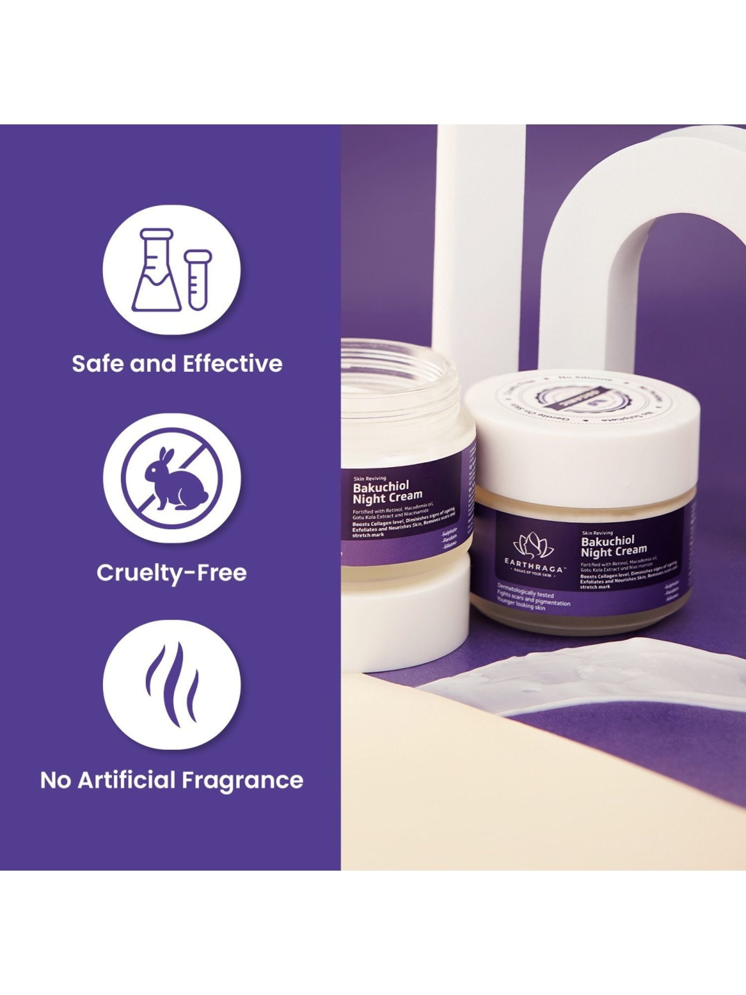 Earthraga Skin Reviving Bakuchiol Night Cream - 100 gm