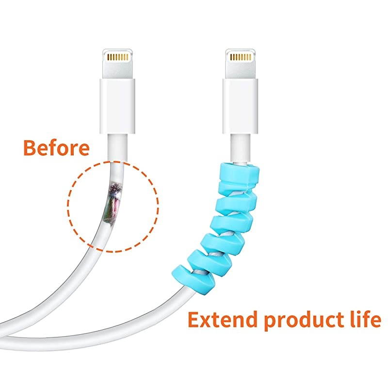 Pieces Charger Cable Saver Mouse Cable Protector Silicone Flexible Cable Wire Protector Management Organizer Spiral Cable Protector in 6 Colors for All Cellphone Data Lines