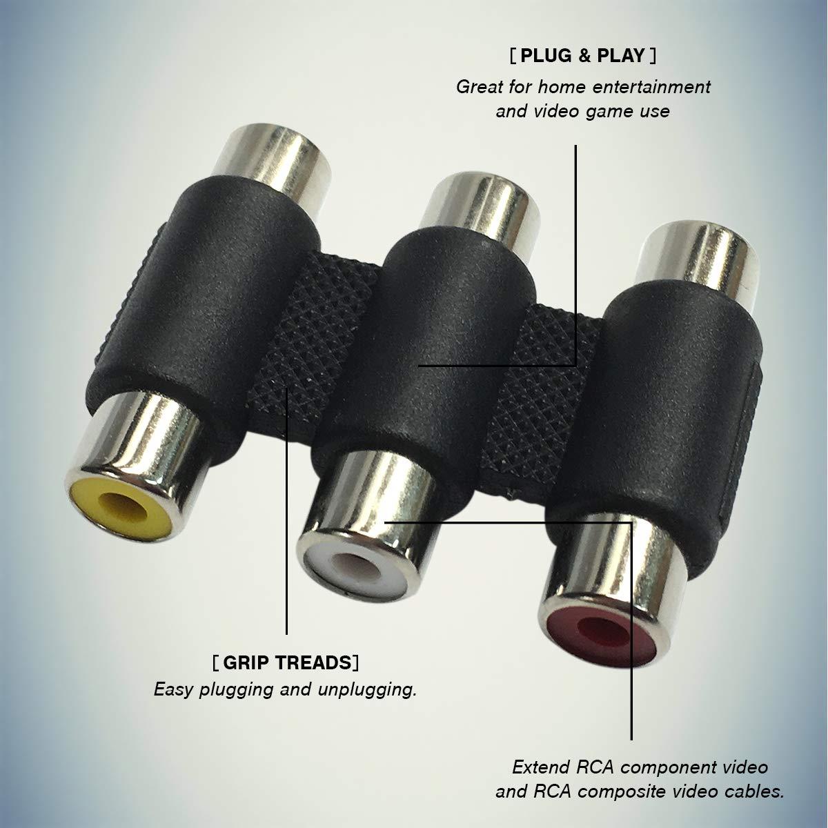 RocketBus Female RCA to Female RCA Composite A/V Audio Video Gender Changer Coupler