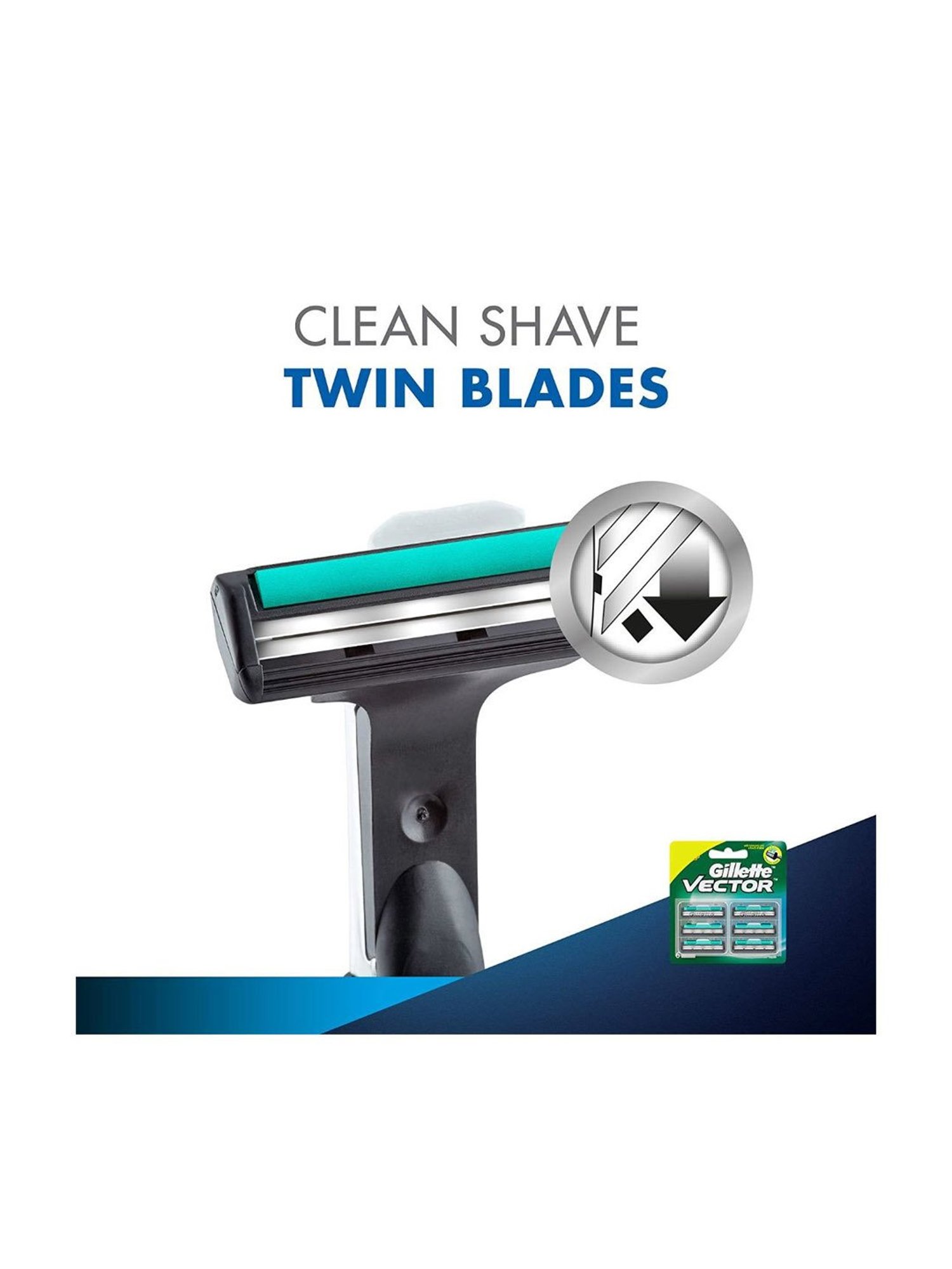 Gillette Vector Plus Manual Shaving Razor Blade Cartridges - Pack of 6