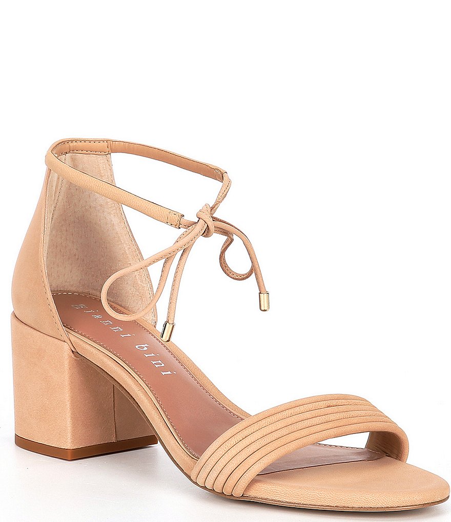 Gianni Bini Rhiaann Suede Ankle Tie Block Heel Sandals
