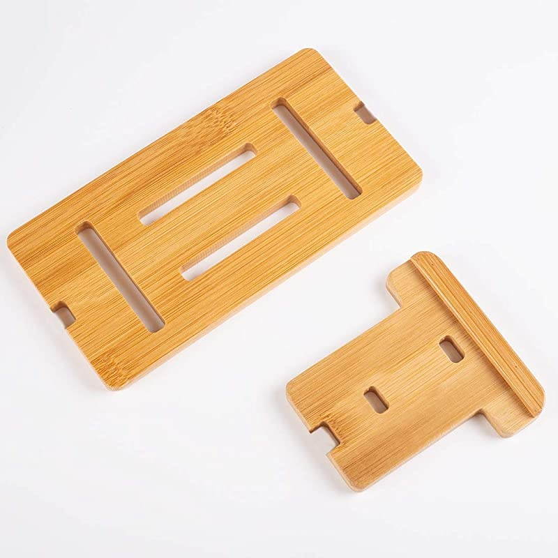 Cell Phone Stand, Desktop Wooden Mobile Phone Holder Natural Bamboo (Stand PCS)