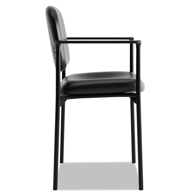 Basyx VL616 Series Stacking Guest Chair with Arms Black Leather VL616SB11