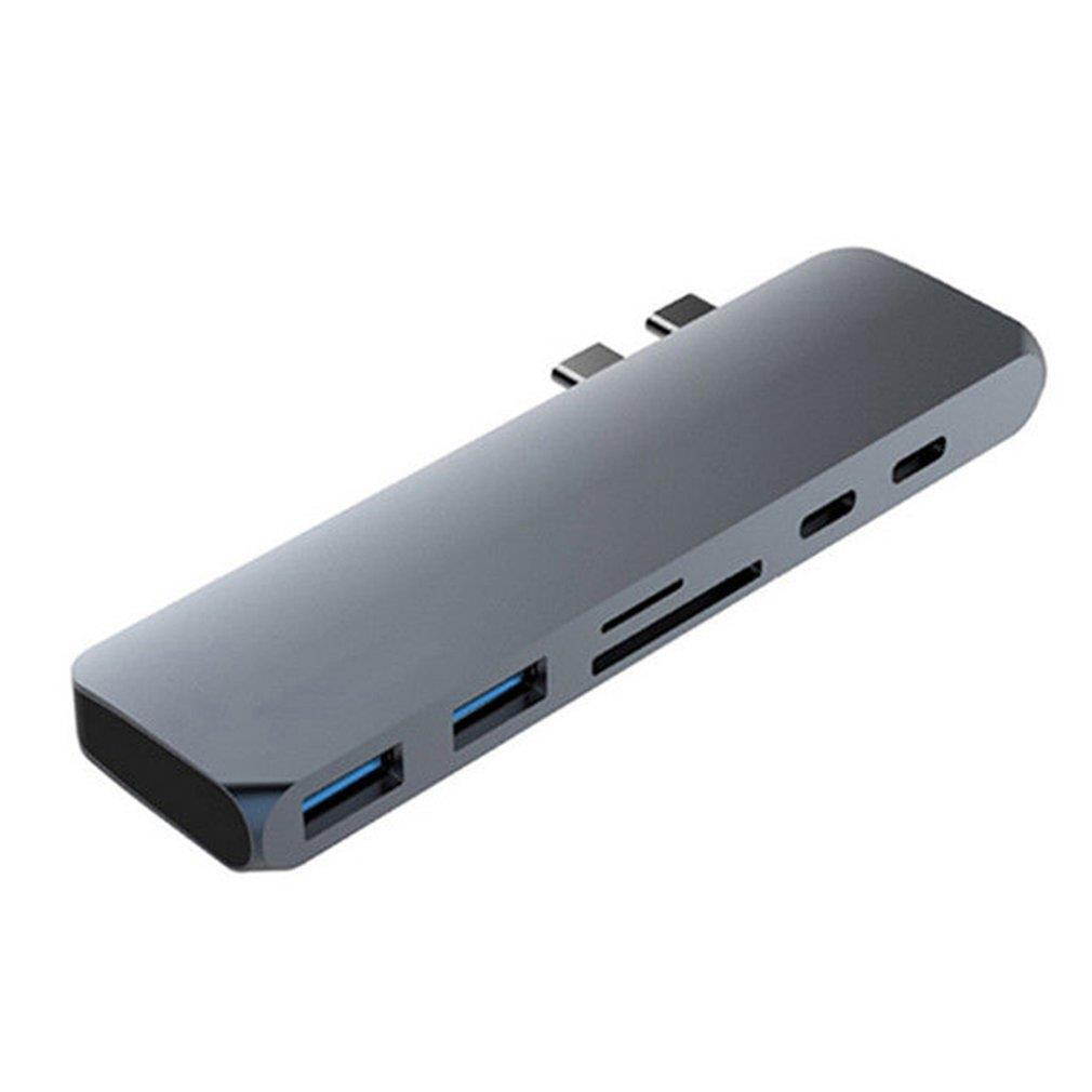 Multifunctional USB Hub Dual Type-C Multiports Card Reader Adapter 4K HDMI