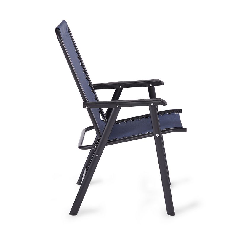 Caravan Canopy Infinity Suspension Steel Frame Folding Chair, Blue (2 Pack)