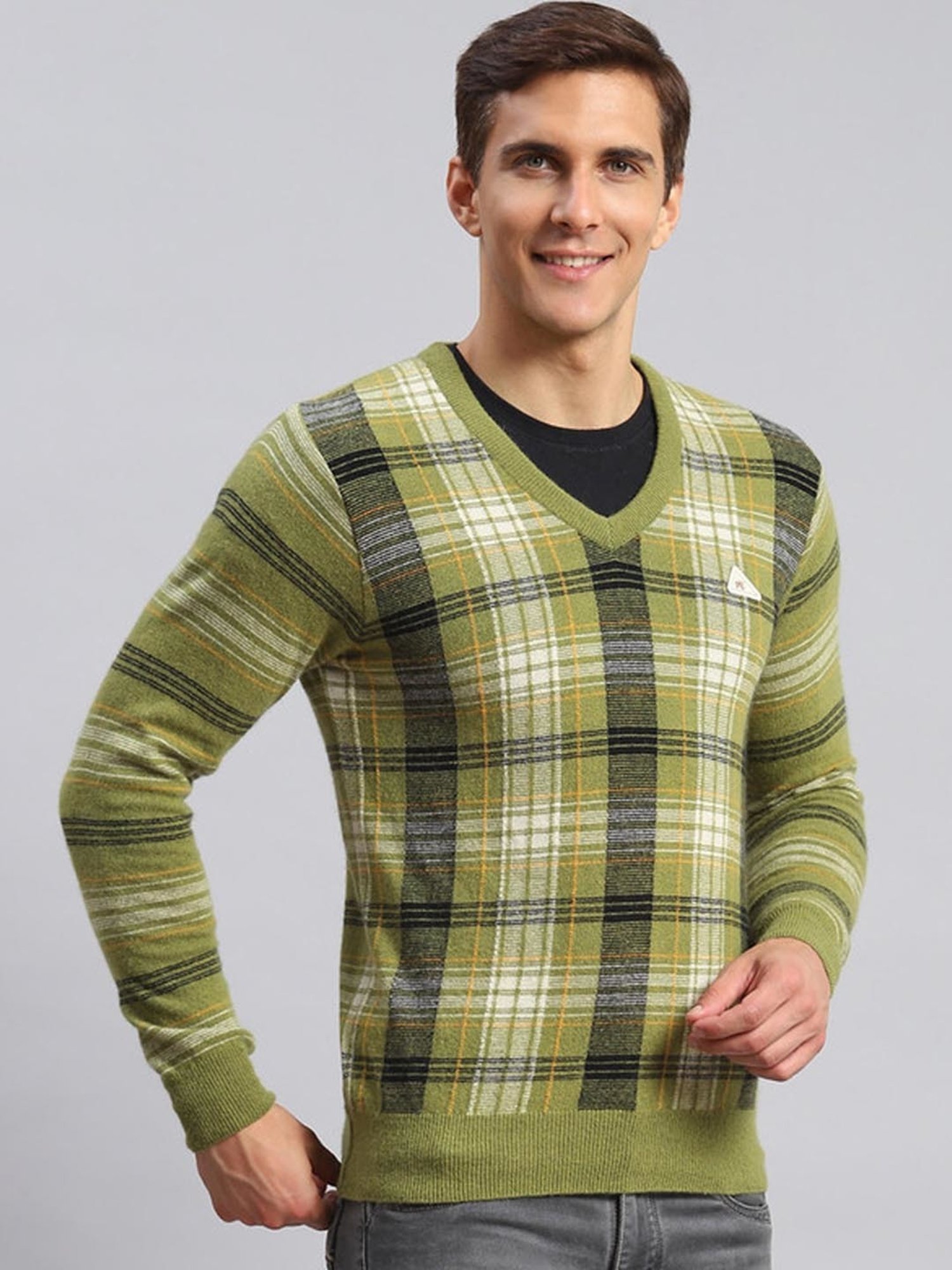 Monte Carlo Green Regular Fit Checks Pullover
