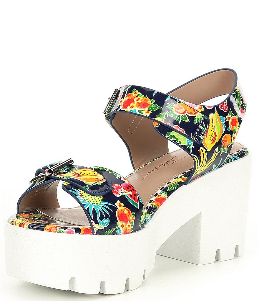 Betsey Johnson Chasse Fruit Print Platform Dress Sandals