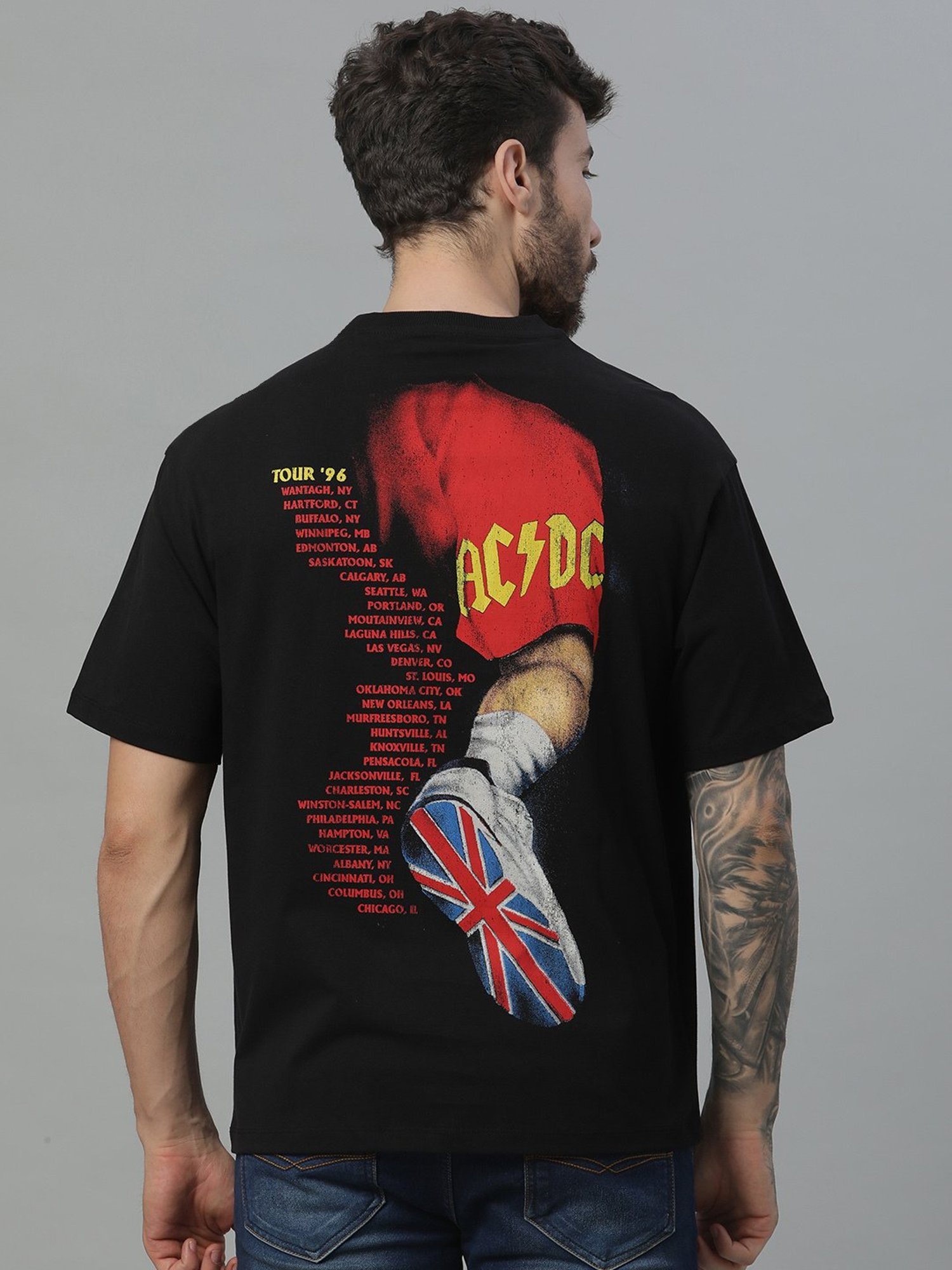 Free Authority Black Loose Fit Printed T-Shirt