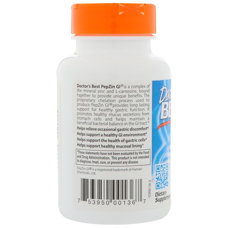 Doctor's Best PepZin GI, Zinc-L-Carnosine Complex, 120 Veggie Caps, Mineral Supplements