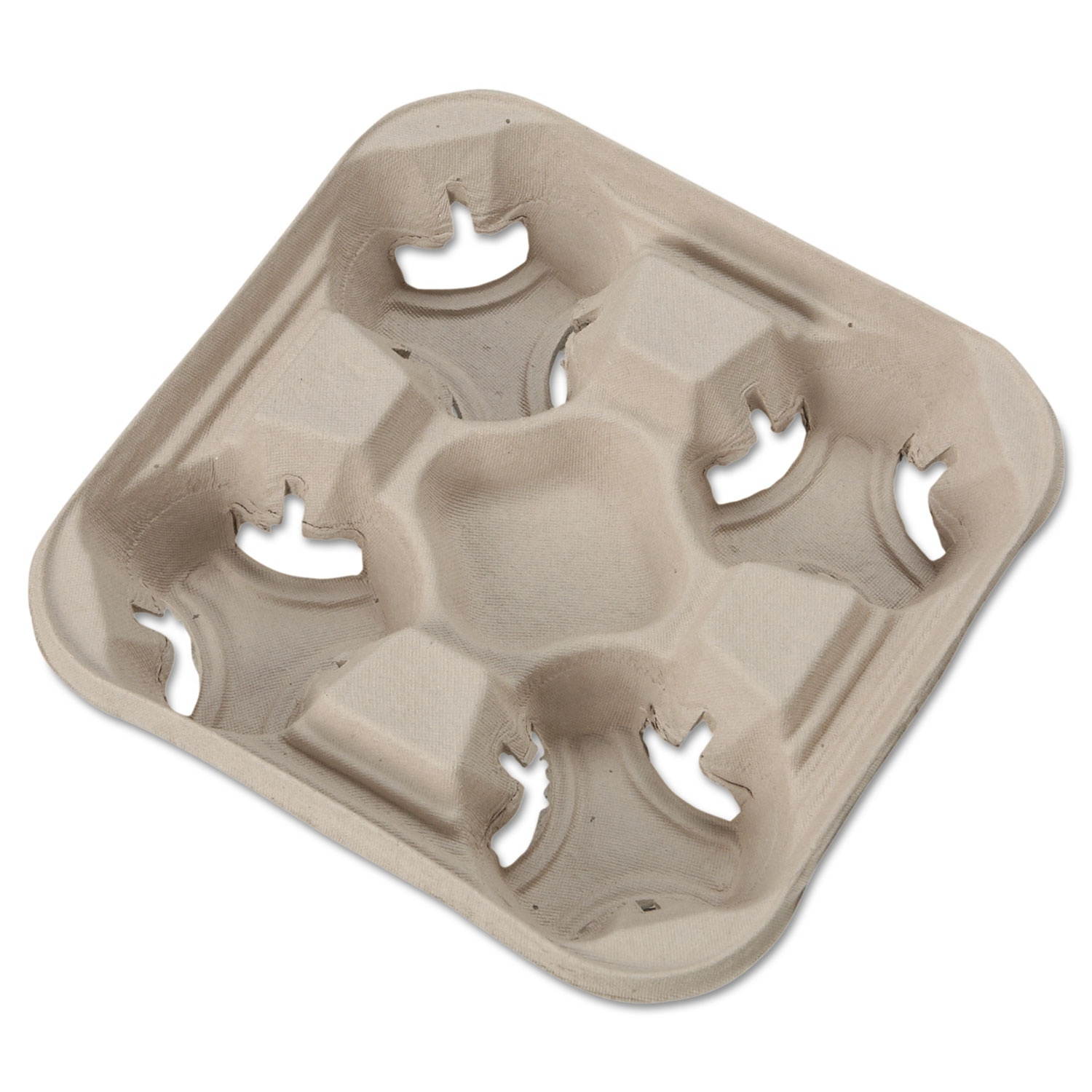 Strongholder Molded Fiber Cup Trays, 8-32Oz, Four Cups, 300/Carton