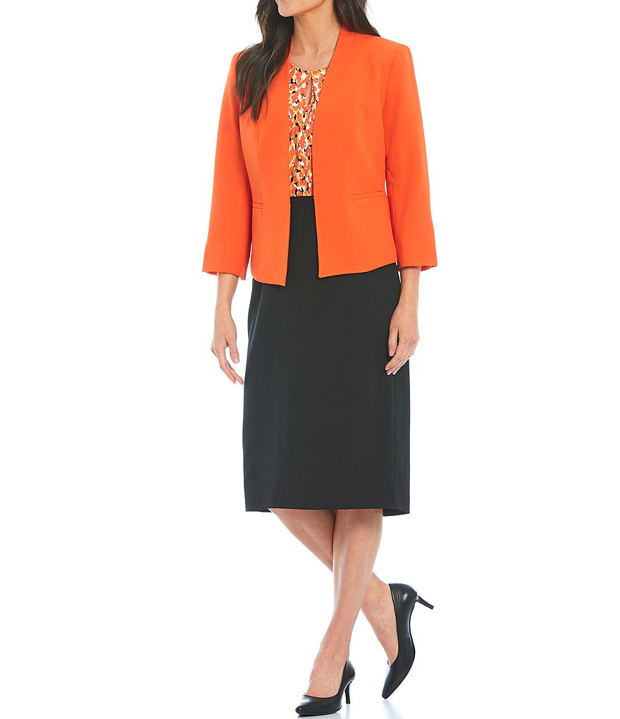 Kasper Petite Size Stretch Crepe Open Cardigan Jacket