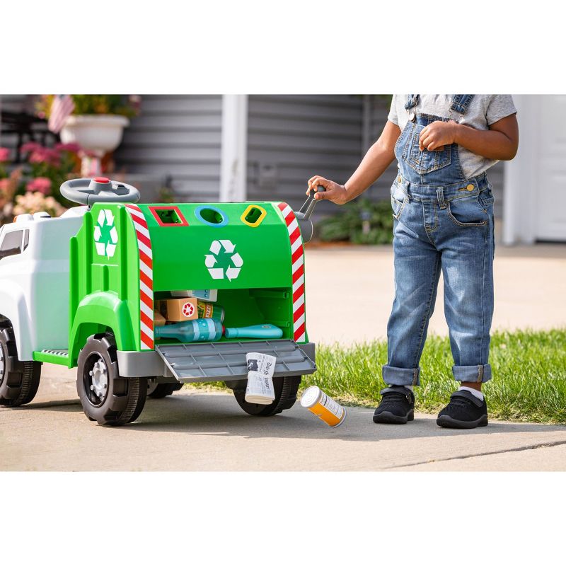 Kid Trax 6V Real Rigs Recycling Truck Interactive Powered Ride-On - Green/White