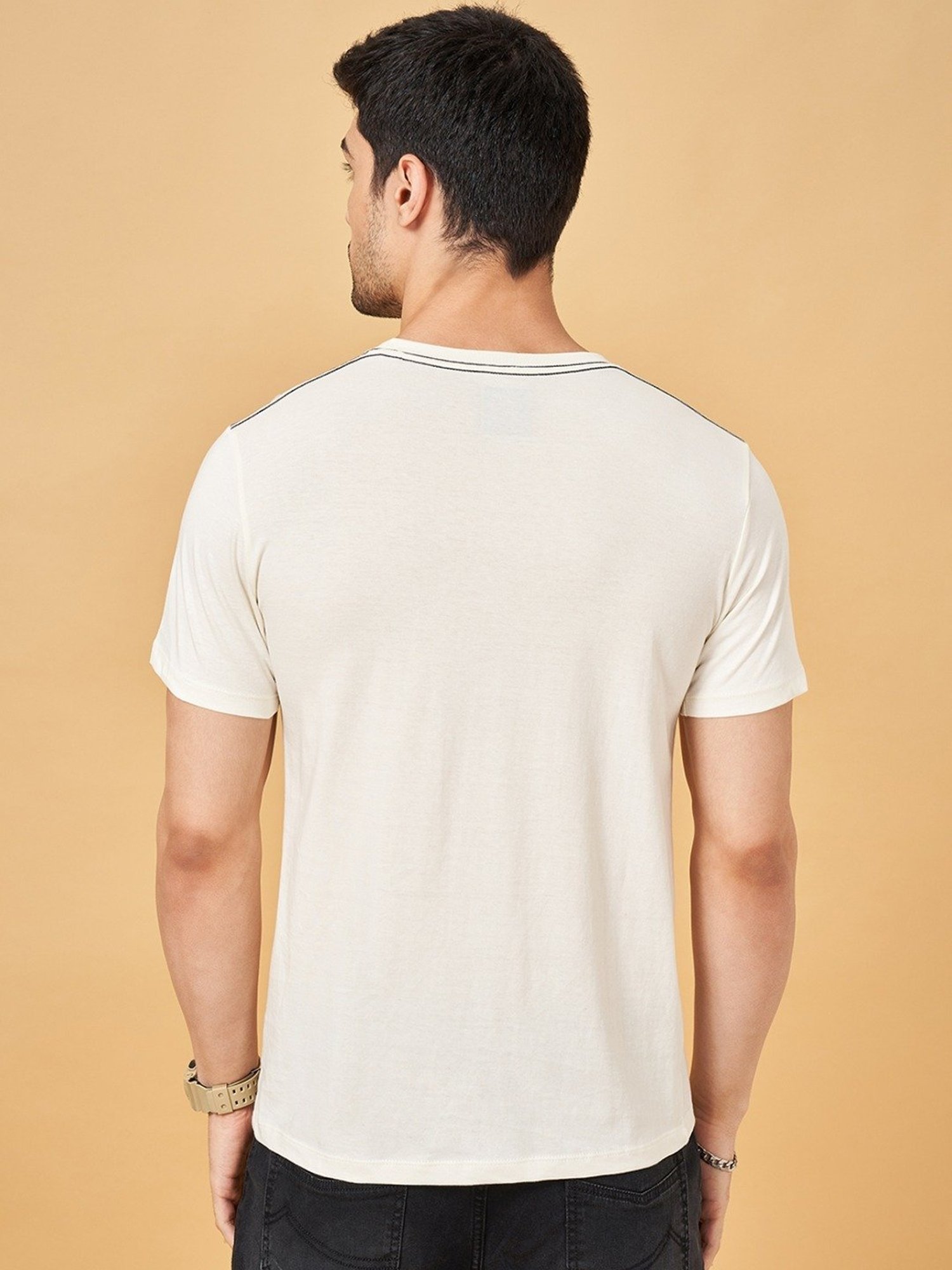 Sf Jeans By Pantaloons White Slim Fit Printed T-Shirt
