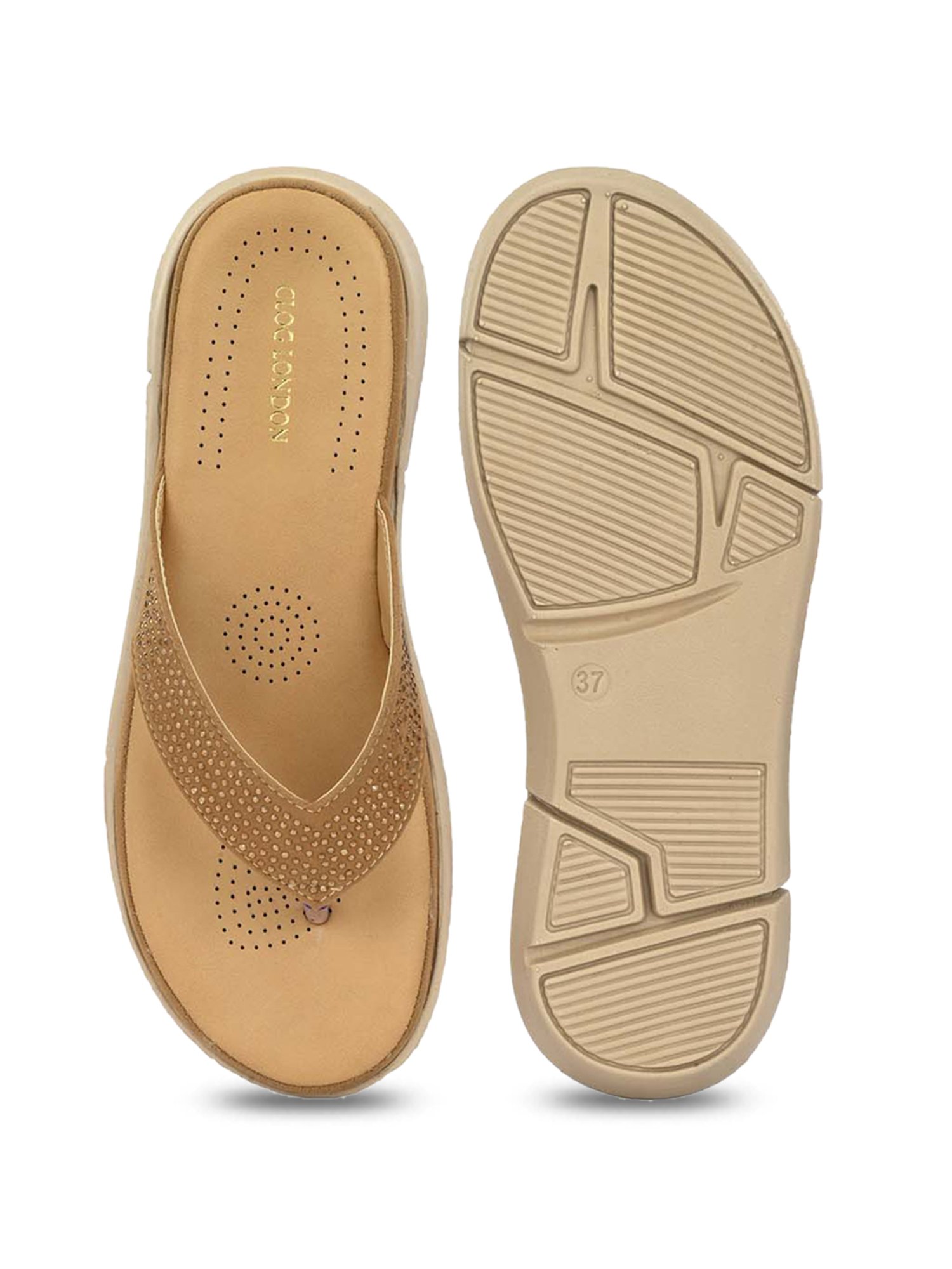 Clog London Women's Tan Thong Wedges