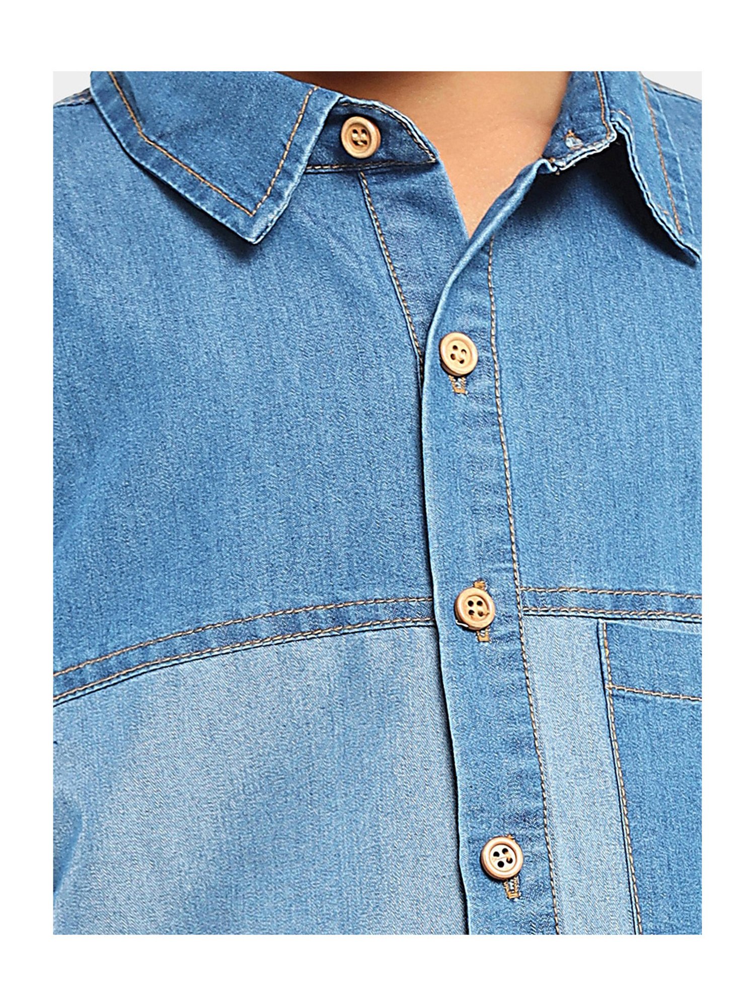 LilPicks Boys Blue Solid Shirt