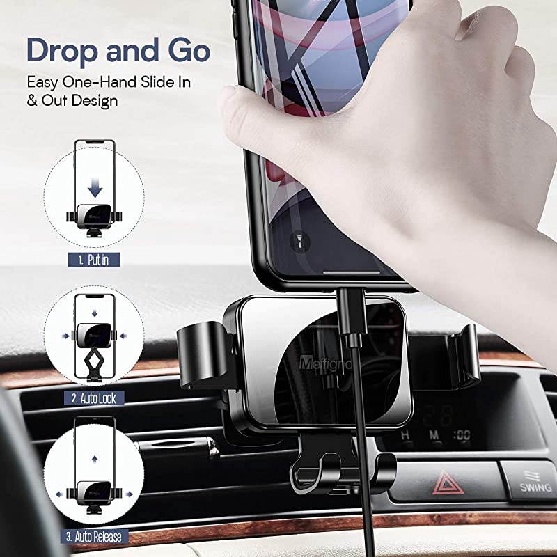 Car Phone Mount, Air Vent Car Phone Holder, Gravity Auto-Clamping Hands-Free Car Mount Compatible with iPhone SE/11 Pro Max/Xs/XR/8 Plus, Samsung Galaxy S20+ Ultra Note10 Plus & All