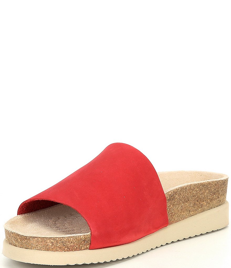 Mephisto Hanik Nubuck Leather Cork Wedge Slides