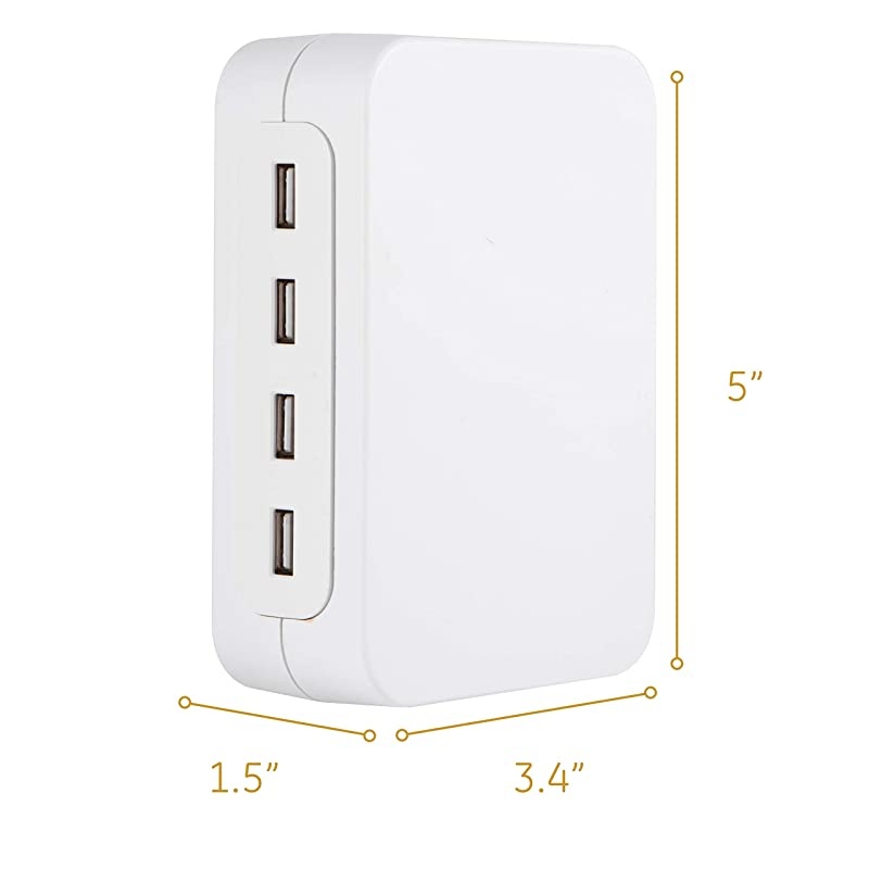 Ultra Pro USB Charging Sur Protector, 4 USB Outlet Adapter, 3 Outlet Wall Tap, Side Access Outlets, Automatic Shutdown Technology, 4.8A USB, 560 Joules, White, 39680