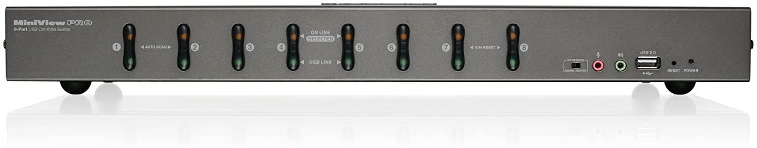 IOGEAR 8-Port Rackmount DVI and VGA KVMP Switch with 2-DVI-D USB KVM Cables, TAA Compliant, GCS1108