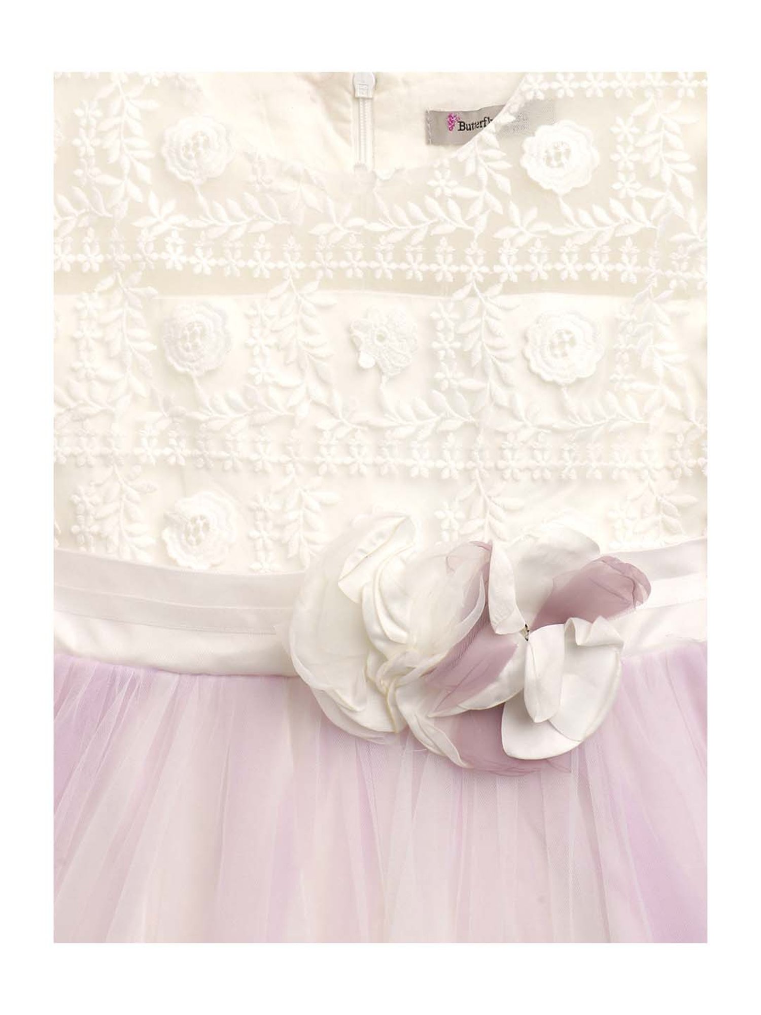 Butterfly Blush Kids Purple & Cream Embroidered Dress