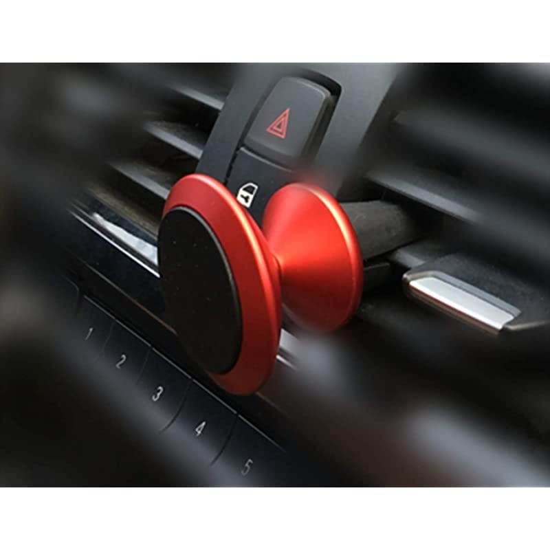 Car Mount Radar Shape DesignAluminum Alloy 360&deg; Rotation Air Vent Cell Phone Holder Car Cradle Mount Compatible for Cell Phones and Mini Tablets Red