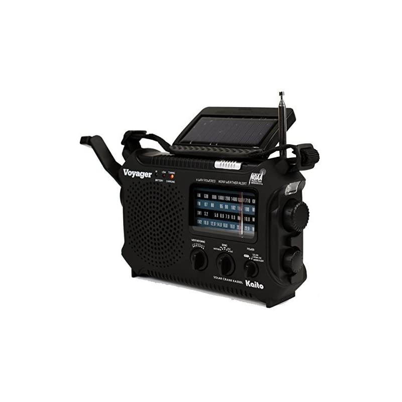 KA500 5way Powered Emergency AMFMSW NOAA Weather Alert Radio with SolarDynamo CrankFlashlight and Reading Lamp Color Black
